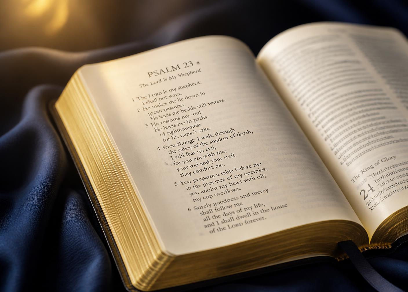 Biblia abierta con luz cálida